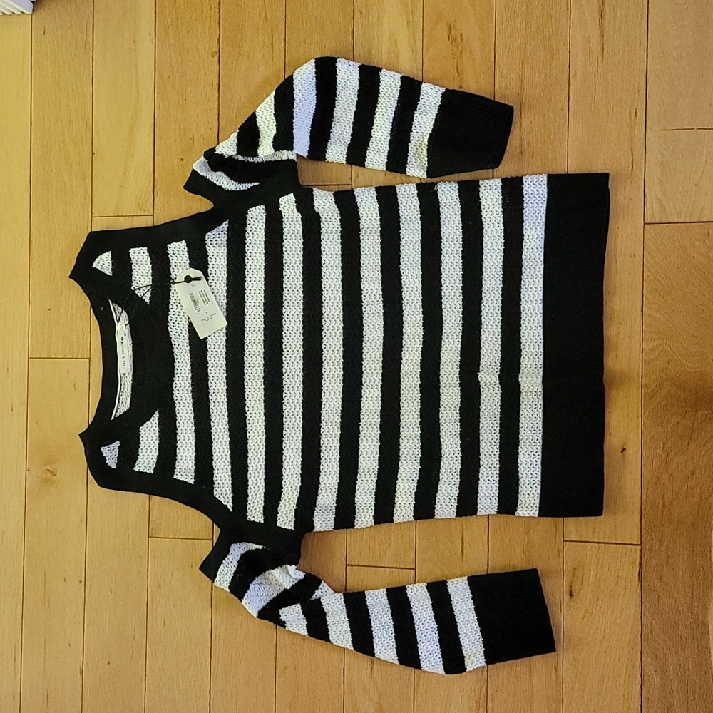 Rag & Bone Tracey Crew Striped cold shoulder pullover top sz S - Picture 3 of 7